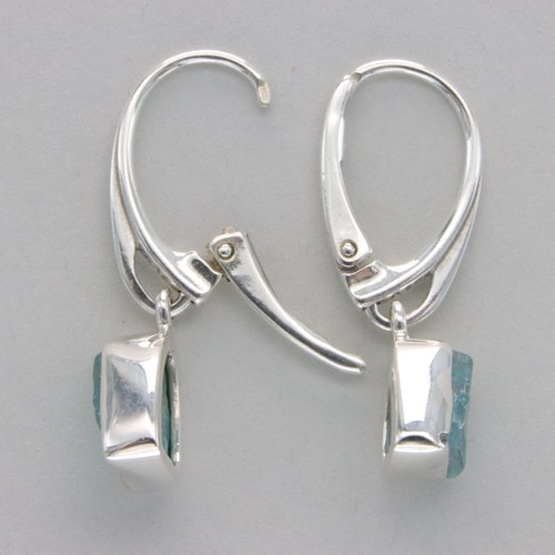 Pendientes APATITA Azul Corte Crudo Natural Corte Áspero - PLATA ESTERLINA 925 #901-Ae - Imagen 3 de 9