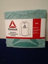 Reebok Womens Performance Hoodie Blue Medium with Curved Hem