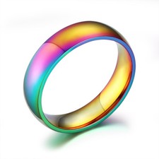 Colorful Rainbow Steel Ring Multicolor