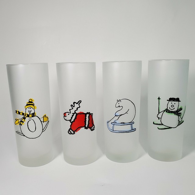 Dartington Designs Frosted Christmas Set Of 4 Highball Glasses Made In