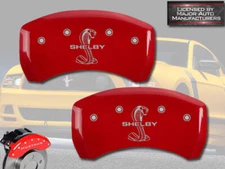 2015 Ford Mustang GT / Premium Rear Red MGP Brake Disc Caliper Covers "Shelby"