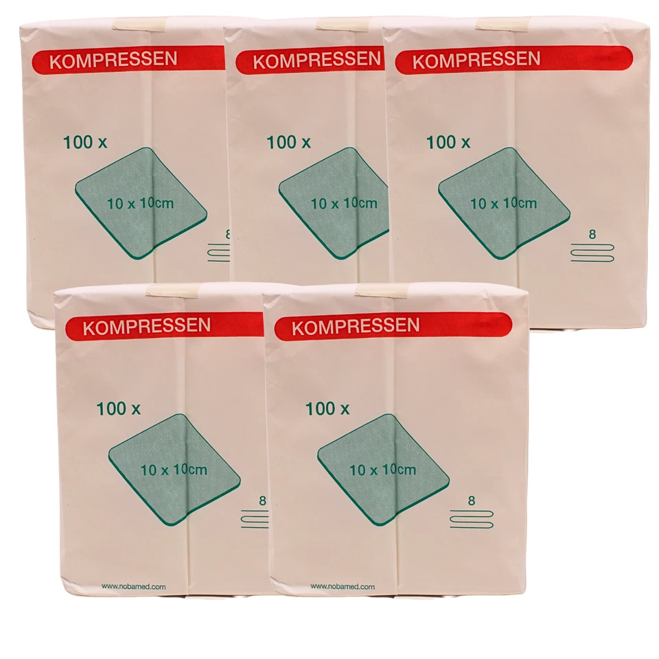 NOBATOP 500 Mullkompressen 10x10 cm saugfähige Kompressen, Baumwolle 8-lg Noba, unsteril
