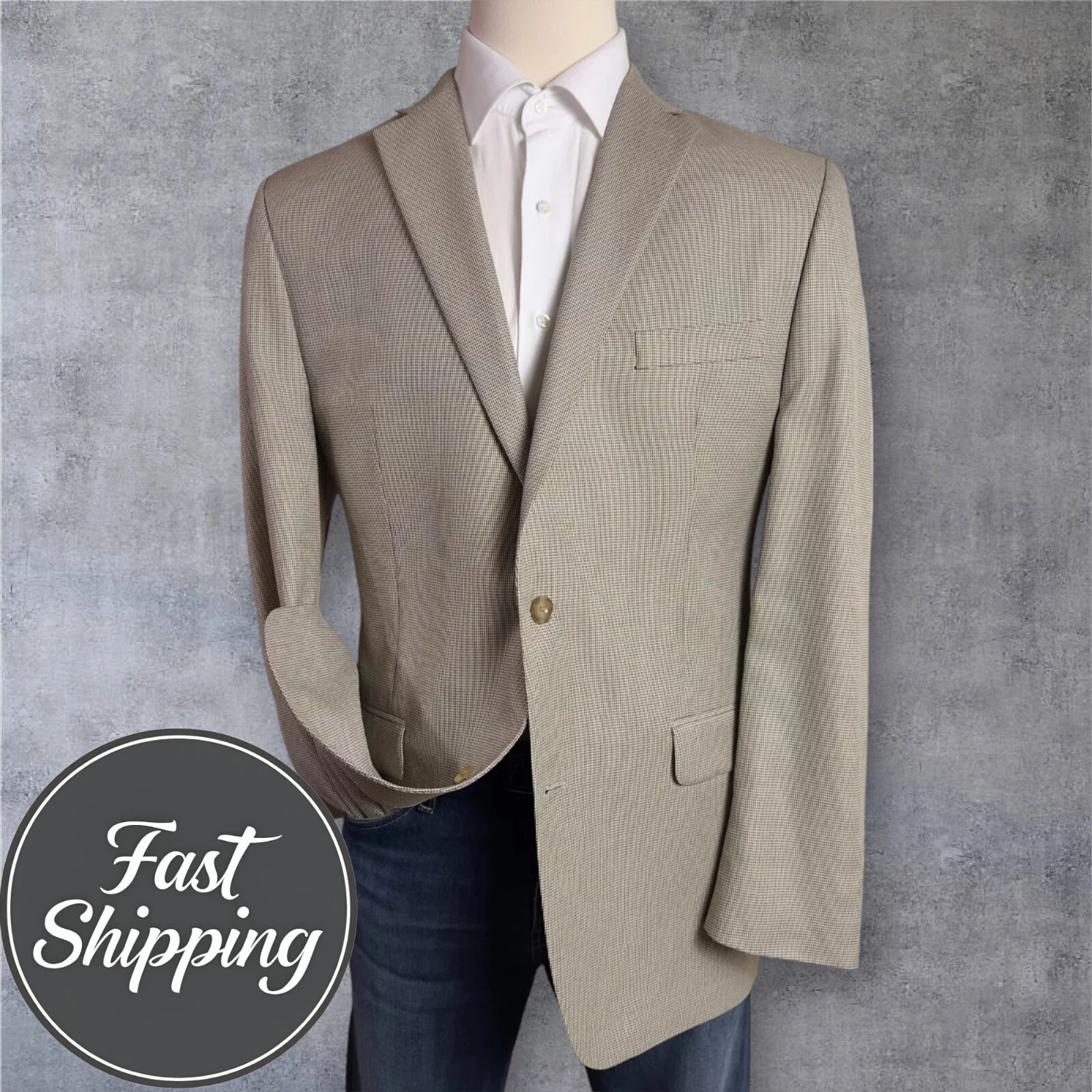 MICHAEL KORS Blazer Uomo Cappotto Sportivo Giacca Due Bottoni 44L Beige Marrone