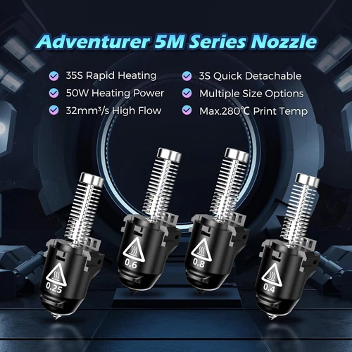 FLASHFORGE Adventurer 5M Pro Nozzle 280℃ High Flow 32mm³/s Adventurer 5M Hotend - 第 2/19 張圖片