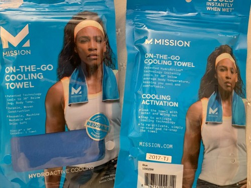 Mission On-The-Go Hydroactive Reusable Cooling Towels Lot of 2 Blue 8" x 30" - Picture 1 of 5