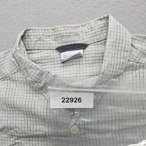 Columbia Mens Size Extra Large Light Green Checkered Short Sleeve Button Down - Picture 9 of 9