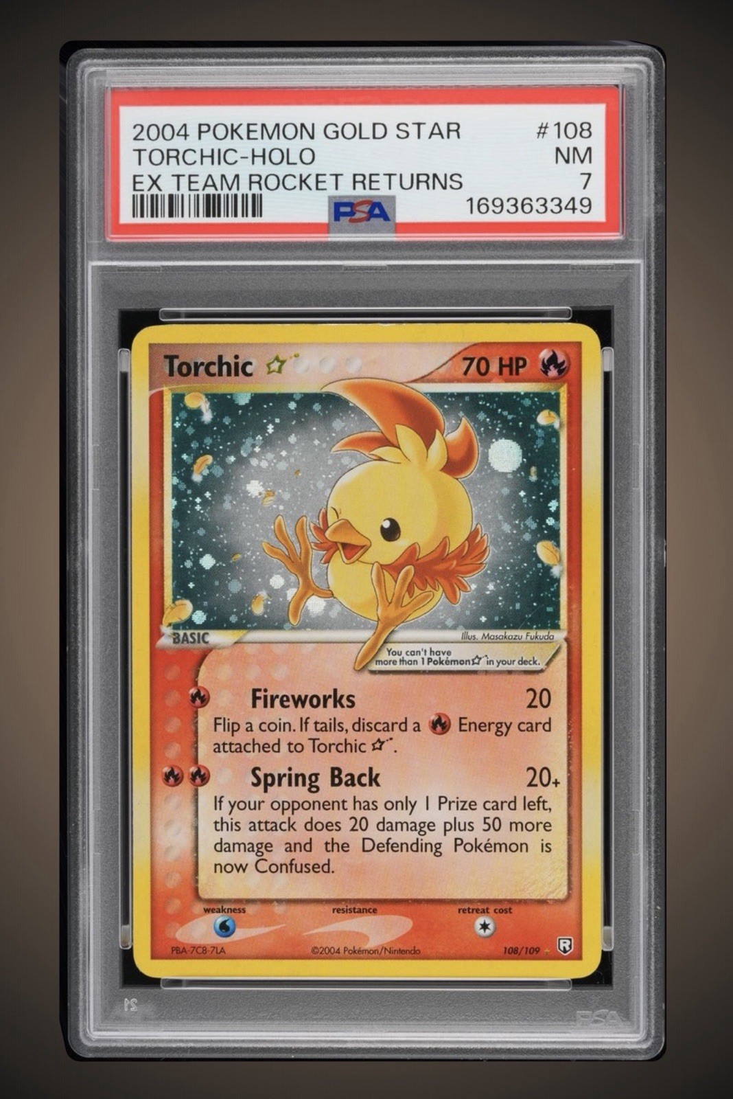 2004 Pokemon Gold Star Torchic Holo EX Team Rocket Returns #108 PSA 7 NEW CERT