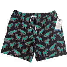 Member's Mark Men's 4-Way Stretch UPF 50 Resort Swim Trunk XL Black With T-Rex  s
