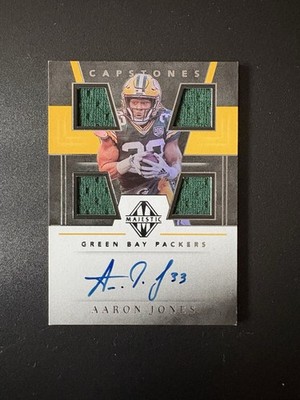 Aaron Jones Green Bay Packers 2019 Majestic /49 Quad Patch OnCardAuto