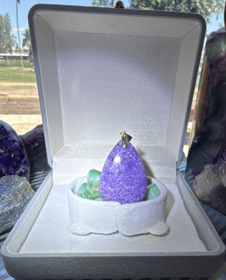 Charoite Purple Teardrop Stone Pendant Charm with S925 Gold-Tone Bail Teardrop 