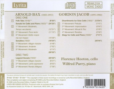 BAX: LEGEND-SONATA; CELLO SONATA; SONATINA; JACOB: DIVERTIMENTO; ELEGY NEW CD