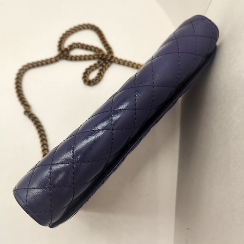 Kurt Geiger crossbody bag purple quilted leather matelasse chain wallet new $148 - Picture 12 of 14