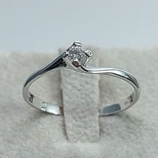 Anello Donna Oro 18kt Diamante Naturale ct 0.05 F-VVS Solitario Punto Luce Gr1,2