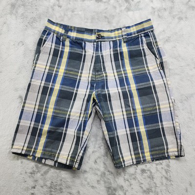 ZOO YORK Shorts Mens 32 Blue Yellow Black Plaid Bermuda Shorts Skater Boarding