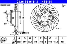 1x ATE Bremsscheibe 24.0134-0111.1 für PORSCHE 911 991 718 CAYMAN 982 BOXSTER