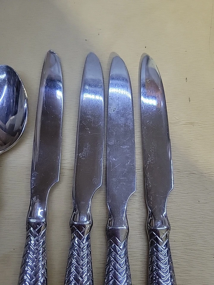 Lote de 5 cubiertos Gibson Amanda cuchillos y cuchara brillantes de acero inoxidable  Foto 3 de 4