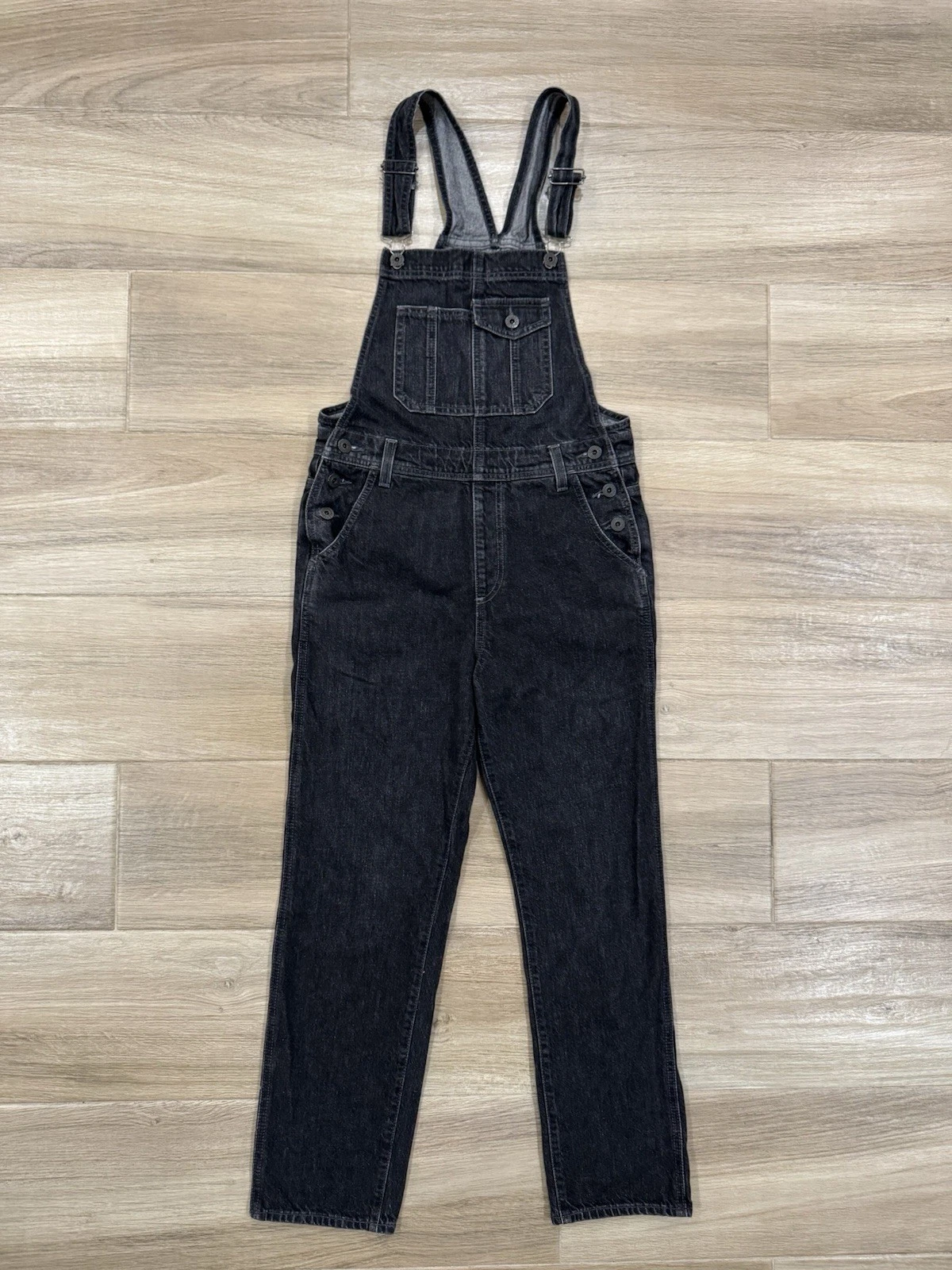 Adriano Goldschmied Womens Leah Overalls Jumpsuit SMALL Black Denim Contemporary