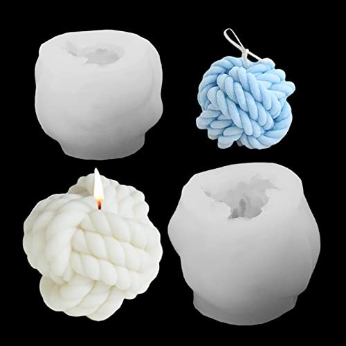 2-Pack Silicone Candle Molds, 3D Coarse Wool Ball Mold and Fine Wool Ball