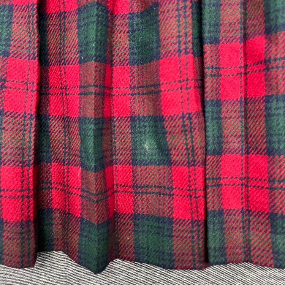 Falda Pendleton para mujer talla 16 roja verde tartán plisada línea A lana virgen Foto 4 de 4