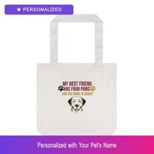 Custom Dog Pet Family Tote Bag Personalized Name Cotton Canvas Dog Owner