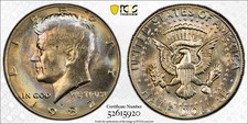 1982 Kennedy Half Dollar (No "FG") PCGS MS 66 Beautifully Rainbow Toned Gem