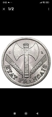 Monnaie Française - Pièce Rare 1 Franc 1943 - légère BAZOR - T.B.E.. - Photo 1/2