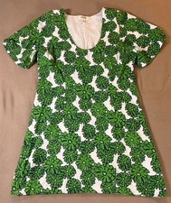 Anthropology Porridge Green Floral Dress L Retro Mod Daisy Cottagecore Boho
