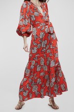 Alice + Olivia by Stacey Bendet Orange Tunic Midi Dress Long Sleeve V-Neck M