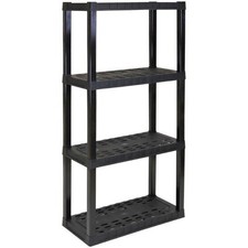 4-Tier Plastic Shelves Garage Shelf Lightweight Storage 400 Lb Total Capacity