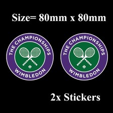 WIMBLEDON VINYL BUMPER STICKERS X2 WIMBLEDON TENNIS DECALS 80MM ROUND