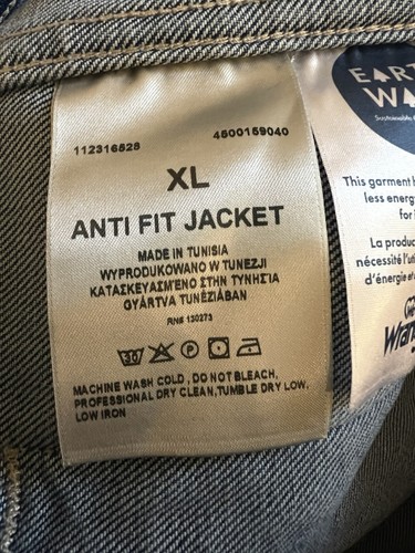 Wrangler NEW $140 Anti Fit Blue Denim Jean 50th Anniversary Advert Jacket Sz XL - Picture 16 of 17