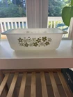 VTG PYREX #913 Spring Blossom Green Crazy Daisy Bread Loaf Pan 8 1/2”x4 1/2” USA
