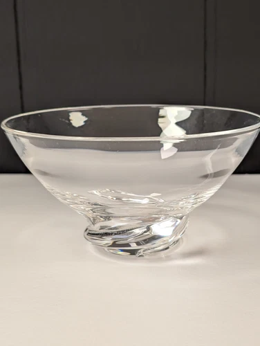 Vintage Signed Steuben Crystal Glass Spiral 7" Bowl Designed Donald Pollard