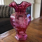 Fenton Cranberry Vase Mary Gregory Day Dreaming 9” Limited Ed. 895/1500 Signed