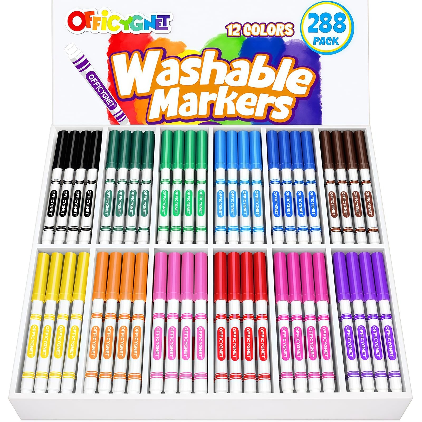 288 Count For Kids - 12 Assorted Colors, Fine Tip
