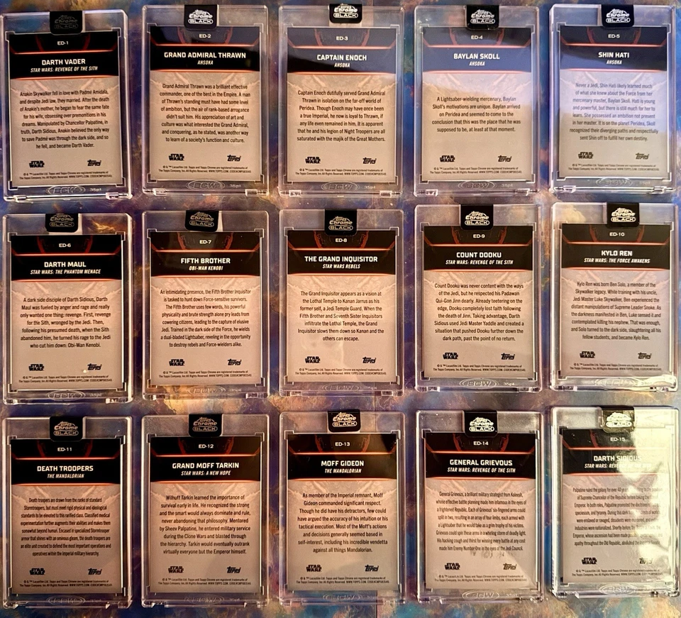 2024 Topps Star Wars Chrome Black Embrace The Dark Side COMPLETE 15 Card Set! - Image 2 of 3