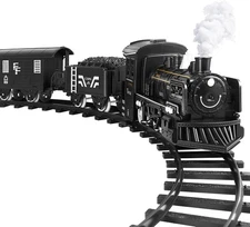 TOYANDONA Electric Train Set, Steam Locomotive Engine Toy Train Set Battery Powe