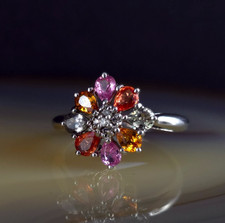 Ring Silber 925 Edelstein bunt Multicolor 17,6 mm - elegant & zeitlos schön