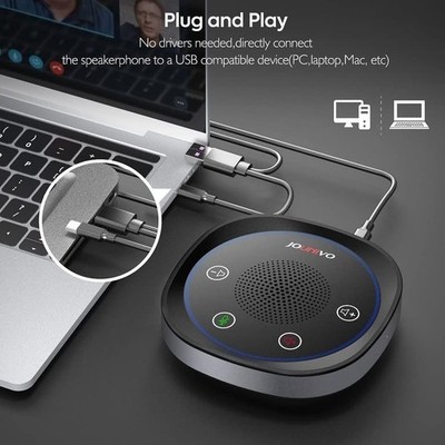 JOUNIVO Omnidirectional USB Speaker 360° Microphone Portable Conference Speaker