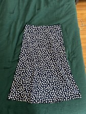 J Crew Navy And White Polka Dot Midi Skirt Size M