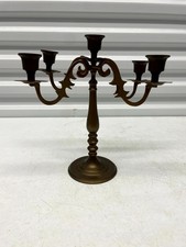 VTG Antique Brass Taper Candle 5-Branch Candelabra Mid Century Home Decoration