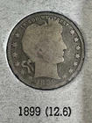 1899 Barber Liberty Head Quarter 90% Silver Philadelphia Mint US Coin Auction NR