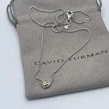 David Yurman 925 Sterling Silver and 18k Gold Cookie Classic Heart Necklace