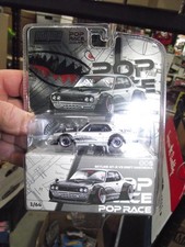 POP Race 1/64 Nissan skyline GT-R V8 drift Hakosuka silver shark 005  NIB