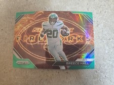 2023 Panini Prizm - Fireworks #F-19 Breece Hall Green Prizm New York Jets