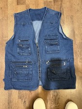 Chaleco de Pesca Vintage Denim Multi Bolsillo Fotógrafo Exterior XL