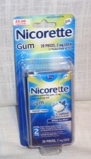 Nicorette Gum 2 MG 20 Pieces New White Ice Mint Pocket Pack Exp. 3/2026