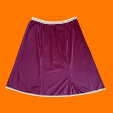 60's 70's vintage purple nylon lace trim slip skirt SMALL