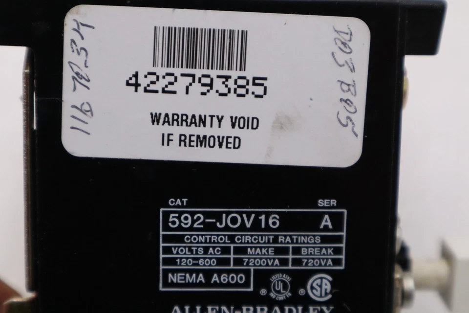 NEW OPEN BOX AB ALLEN BRADLEY 592-JOV16 SER. A 120/600VAC STOCK H871A - Image 2 of 4