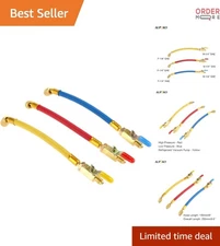 Refrigerant Charging Hoses Set Brass 3 Pack High Pressure HVAC Manifold Kit